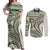 Hawaiian Hibiscus Tribal Vintage Motif Couples Matching Off Shoulder Maxi Dress and Long Sleeve Button Shirt Ver 7