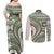 Hawaiian Hibiscus Tribal Vintage Motif Couples Matching Off Shoulder Maxi Dress and Long Sleeve Button Shirt Ver 7