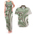Hawaiian Hibiscus Tribal Vintage Motif Couples Matching Tank Maxi Dress and Hawaiian Shirt Ver 7