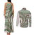 Hawaiian Hibiscus Tribal Vintage Motif Couples Matching Tank Maxi Dress and Long Sleeve Button Shirt Ver 7