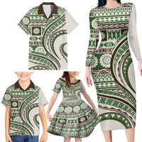 Hawaiian Hibiscus Tribal Vintage Motif Family Matching Long Sleeve Bodycon Dress and Hawaiian Shirt Ver 7 LT9 - Polynesian Pride