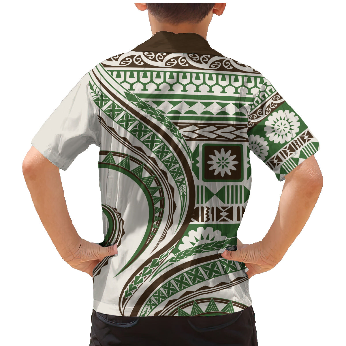 Hawaiian Hibiscus Tribal Vintage Motif Family Matching Mermaid Dress and Hawaiian Shirt Ver 7 LT9 - Polynesian Pride