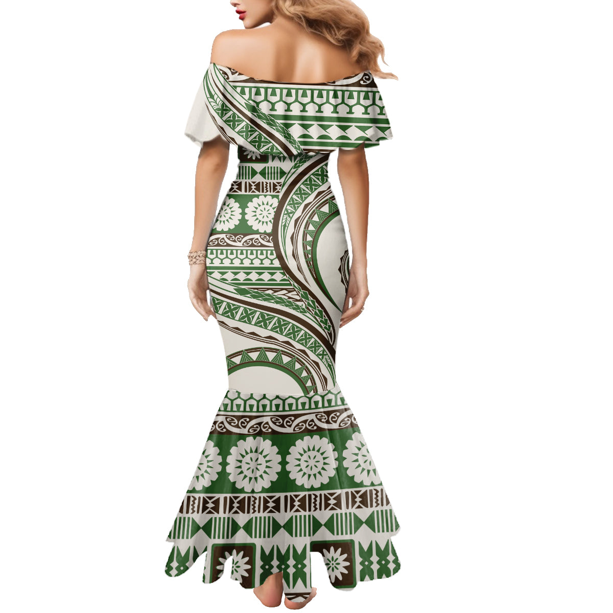 Hawaiian Hibiscus Tribal Vintage Motif Family Matching Mermaid Dress and Hawaiian Shirt Ver 7 LT9 - Polynesian Pride