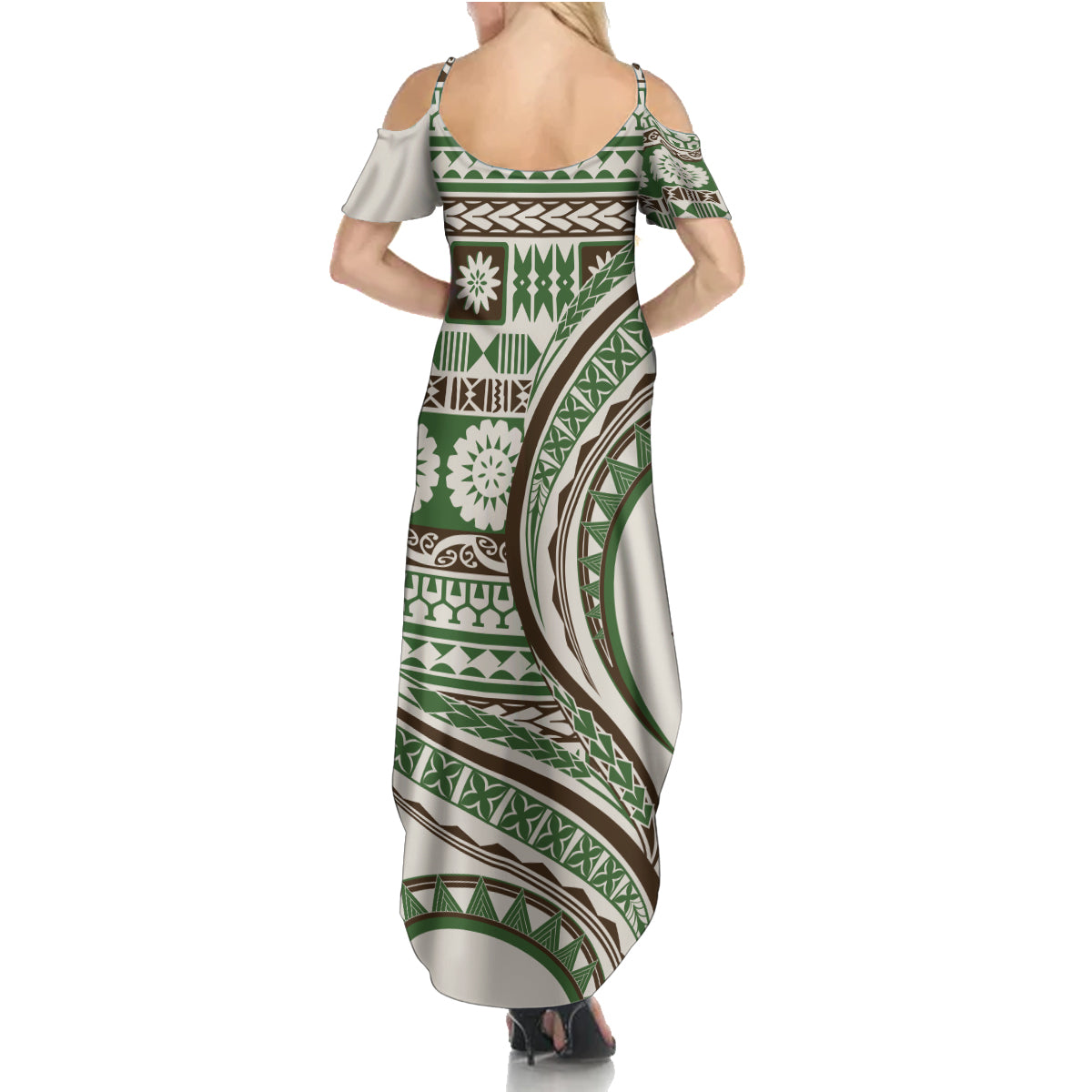 Hawaiian Hibiscus Tribal Vintage Motif Family Matching Summer Maxi Dress and Hawaiian Shirt Ver 7 LT9 - Polynesian Pride