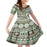 Hawaiian Hibiscus Tribal Vintage Motif Kid Short Sleeve Dress Ver 7