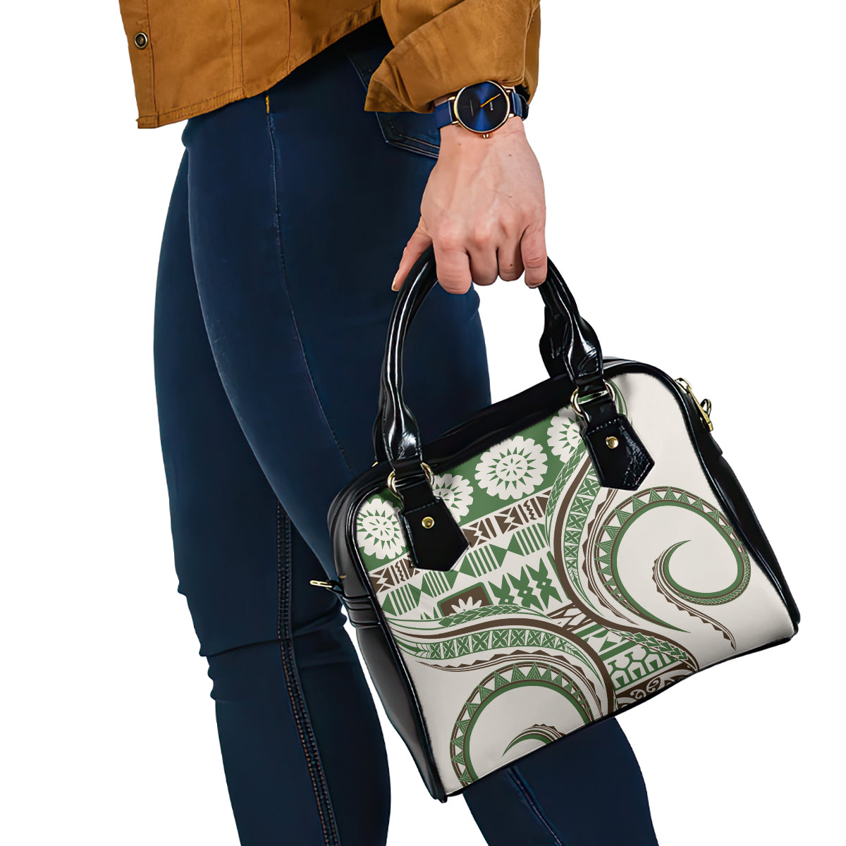 Hawaiian Hibiscus Tribal Vintage Motif Shoulder Handbag Ver 7 LT9 - Polynesian Pride