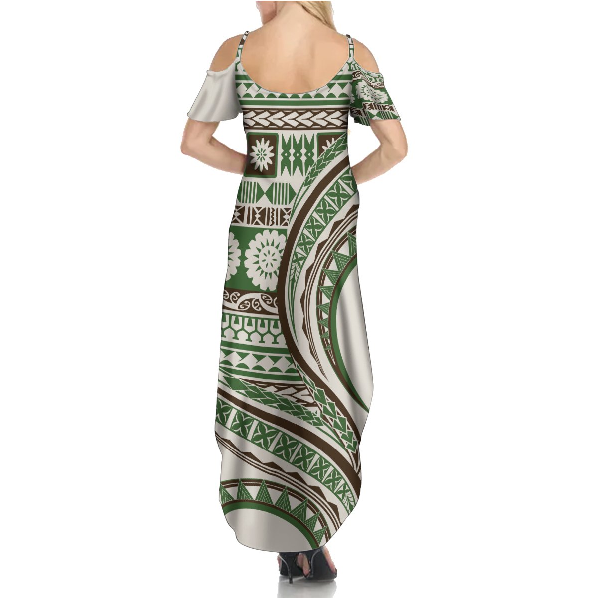 Hawaiian Hibiscus Tribal Vintage Motif Summer Maxi Dress Ver 7