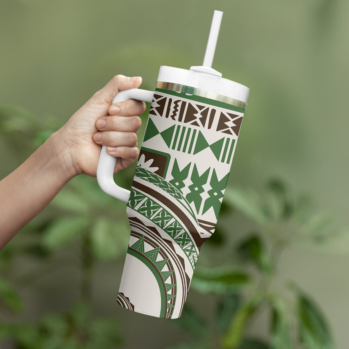 Hawaiian Hibiscus Tribal Vintage Motif Tumbler With Handle Ver 7