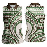 Hawaiian Hibiscus Tribal Vintage Motif Women Sleeveless Polo Shirt Ver 7