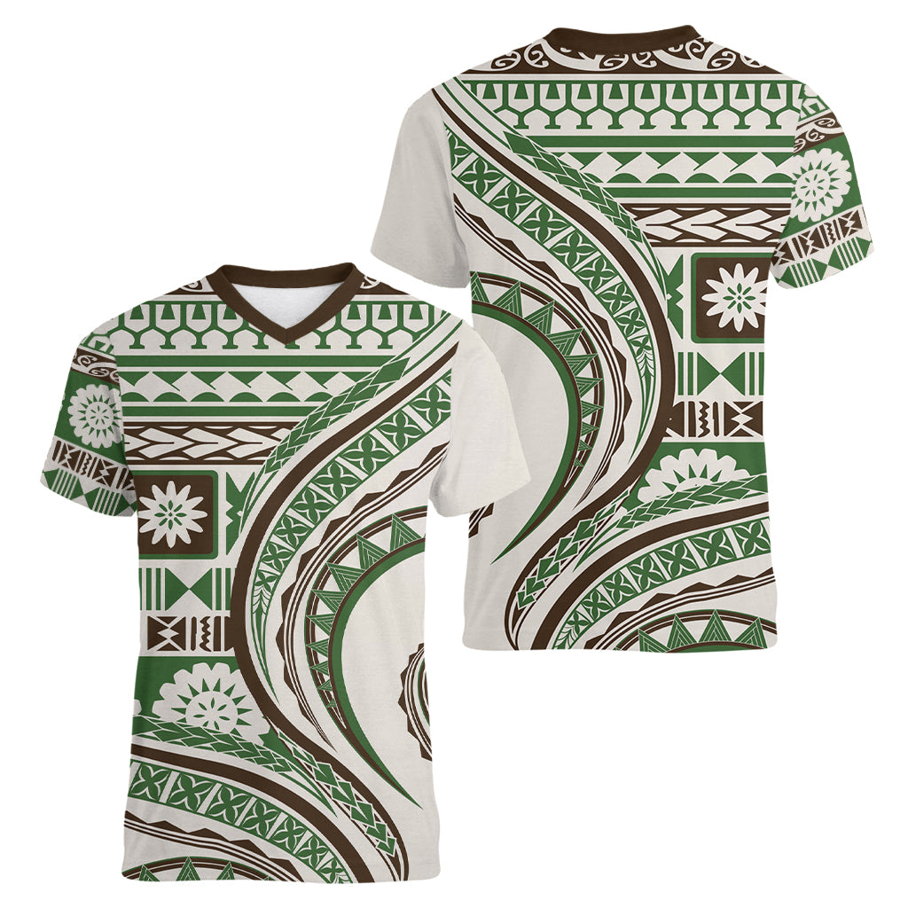 Hawaiian Hibiscus Tribal Vintage Motif Women V-Neck T-Shirt Ver 7