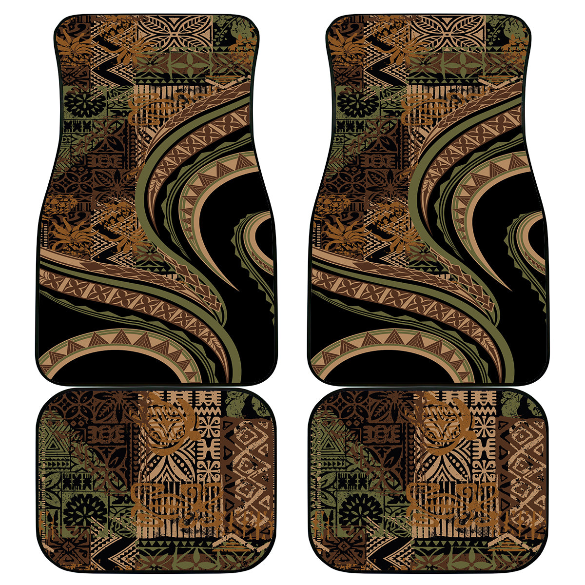 Hawaiian Hibiscus Tribal Vintage Motif Car Mats Ver 8 LT9 - Polynesian Pride