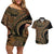 Hawaiian Hibiscus Tribal Vintage Motif Couples Matching Off Shoulder Short Dress and Hawaiian Shirt Ver 8