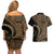 Hawaiian Hibiscus Tribal Vintage Motif Couples Matching Off Shoulder Short Dress and Hawaiian Shirt Ver 8