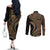 Hawaiian Hibiscus Tribal Vintage Motif Couples Matching Off The Shoulder Long Sleeve Dress and Long Sleeve Button Shirt Ver 8