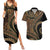 Hawaiian Hibiscus Tribal Vintage Motif Couples Matching Summer Maxi Dress and Hawaiian Shirt Ver 8