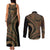 Hawaiian Hibiscus Tribal Vintage Motif Couples Matching Tank Maxi Dress and Long Sleeve Button Shirt Ver 8