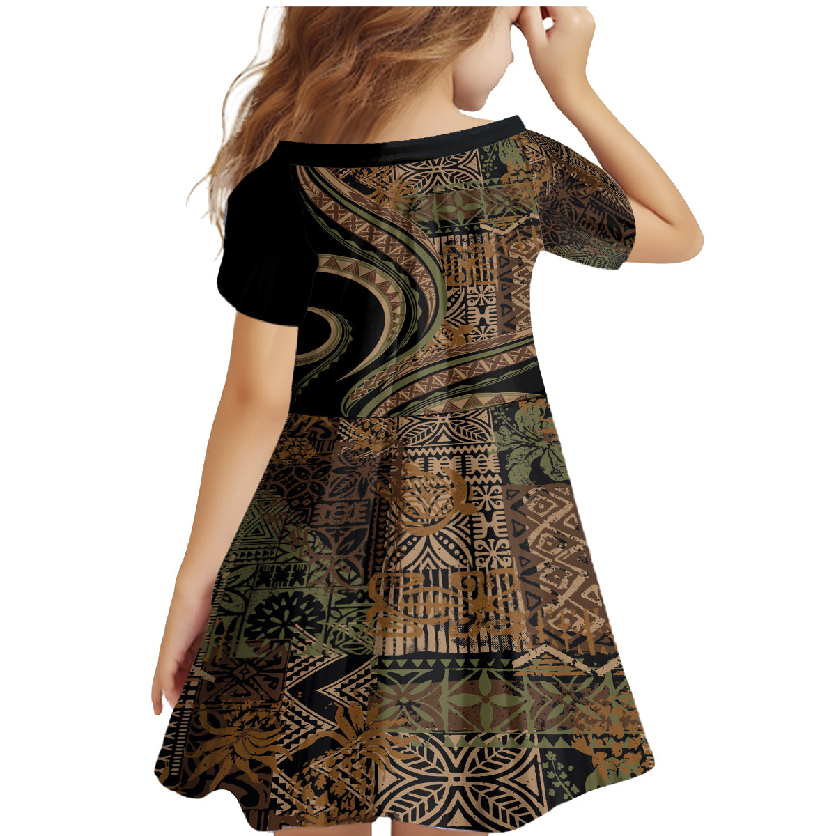 Hawaiian Hibiscus Tribal Vintage Motif Family Matching Mermaid Dress and Hawaiian Shirt Ver 8 LT9 - Polynesian Pride