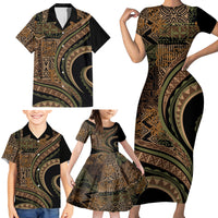 Hawaiian Hibiscus Tribal Vintage Motif Family Matching Short Sleeve Bodycon Dress and Hawaiian Shirt Ver 8 LT9 - Polynesian Pride