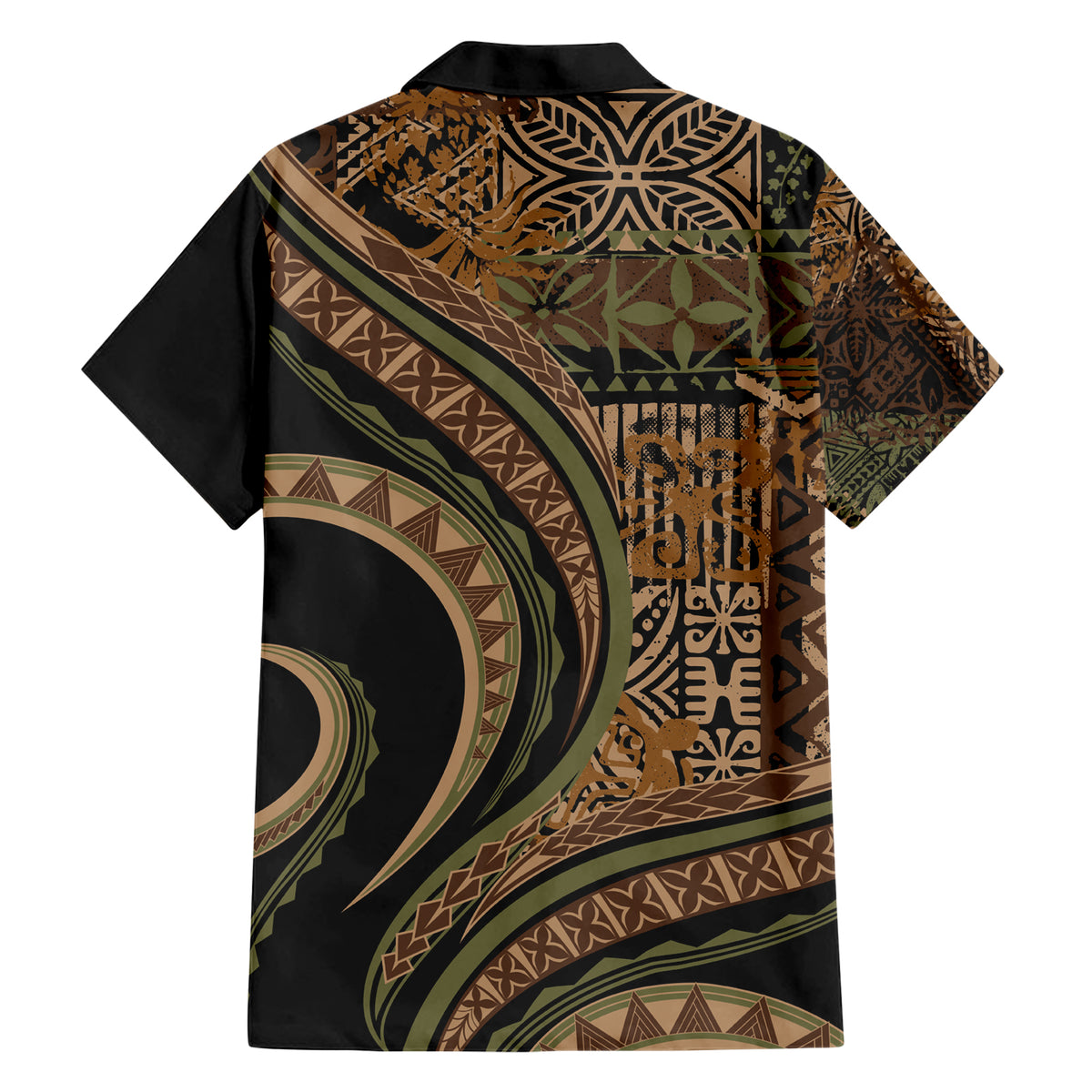 Hawaiian Hibiscus Tribal Vintage Motif Family Matching Short Sleeve Bodycon Dress and Hawaiian Shirt Ver 8 LT9 - Polynesian Pride