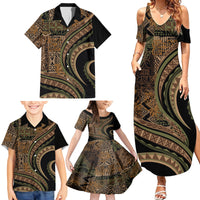 Hawaiian Hibiscus Tribal Vintage Motif Family Matching Summer Maxi Dress and Hawaiian Shirt Ver 8 LT9 - Polynesian Pride