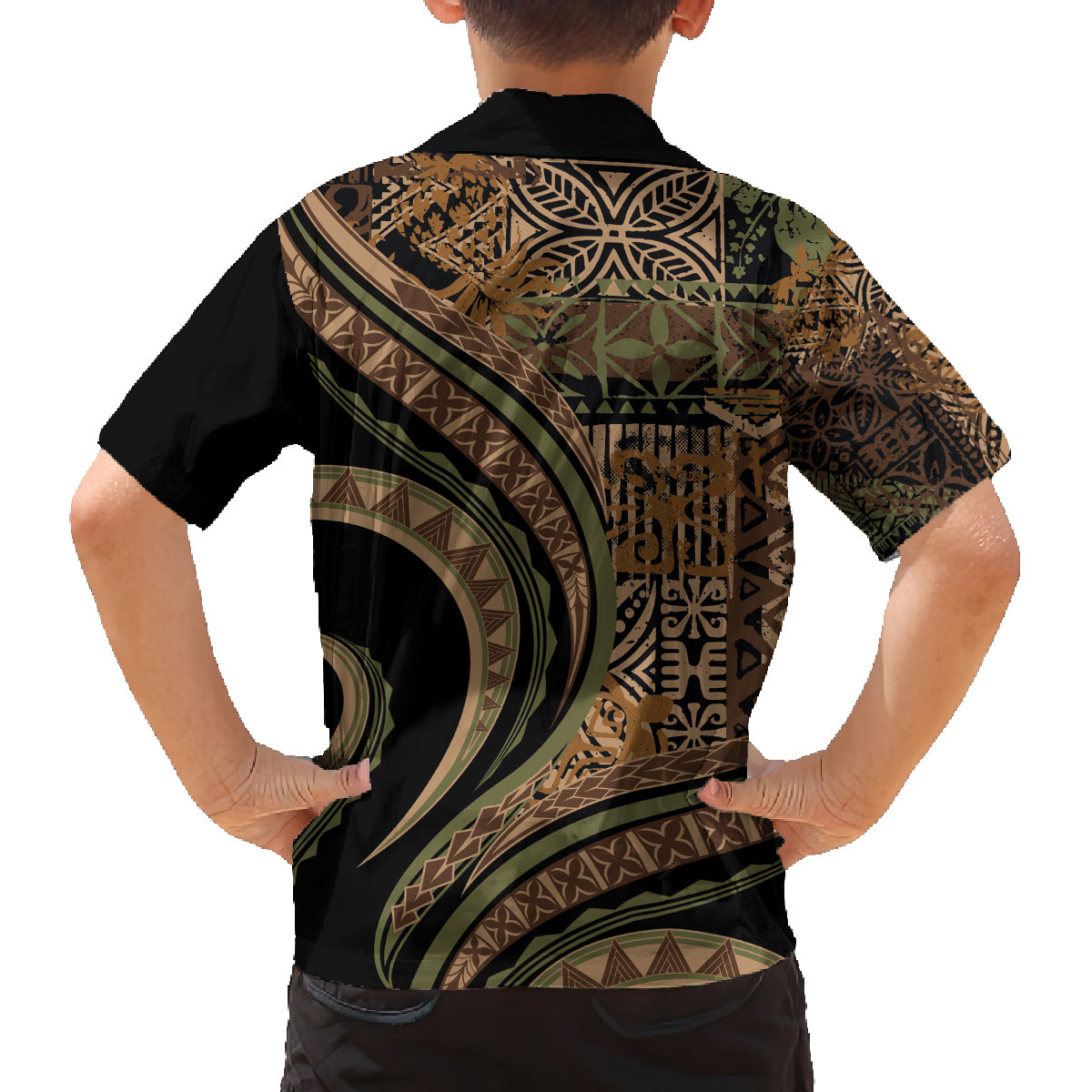 Hawaiian Hibiscus Tribal Vintage Motif Family Matching Tank Maxi Dress and Hawaiian Shirt Ver 8 LT9 - Polynesian Pride