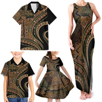 Hawaiian Hibiscus Tribal Vintage Motif Family Matching Tank Maxi Dress and Hawaiian Shirt Ver 8 LT9 - Polynesian Pride