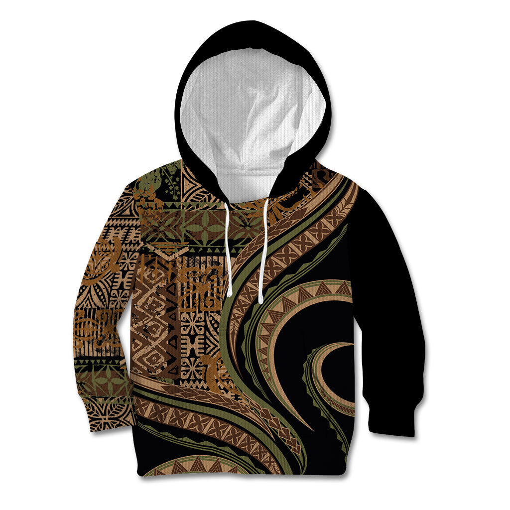 Hawaiian Hibiscus Tribal Vintage Motif Kid Hoodie Ver 8 LT9 Hoodie Brown - Polynesian Pride