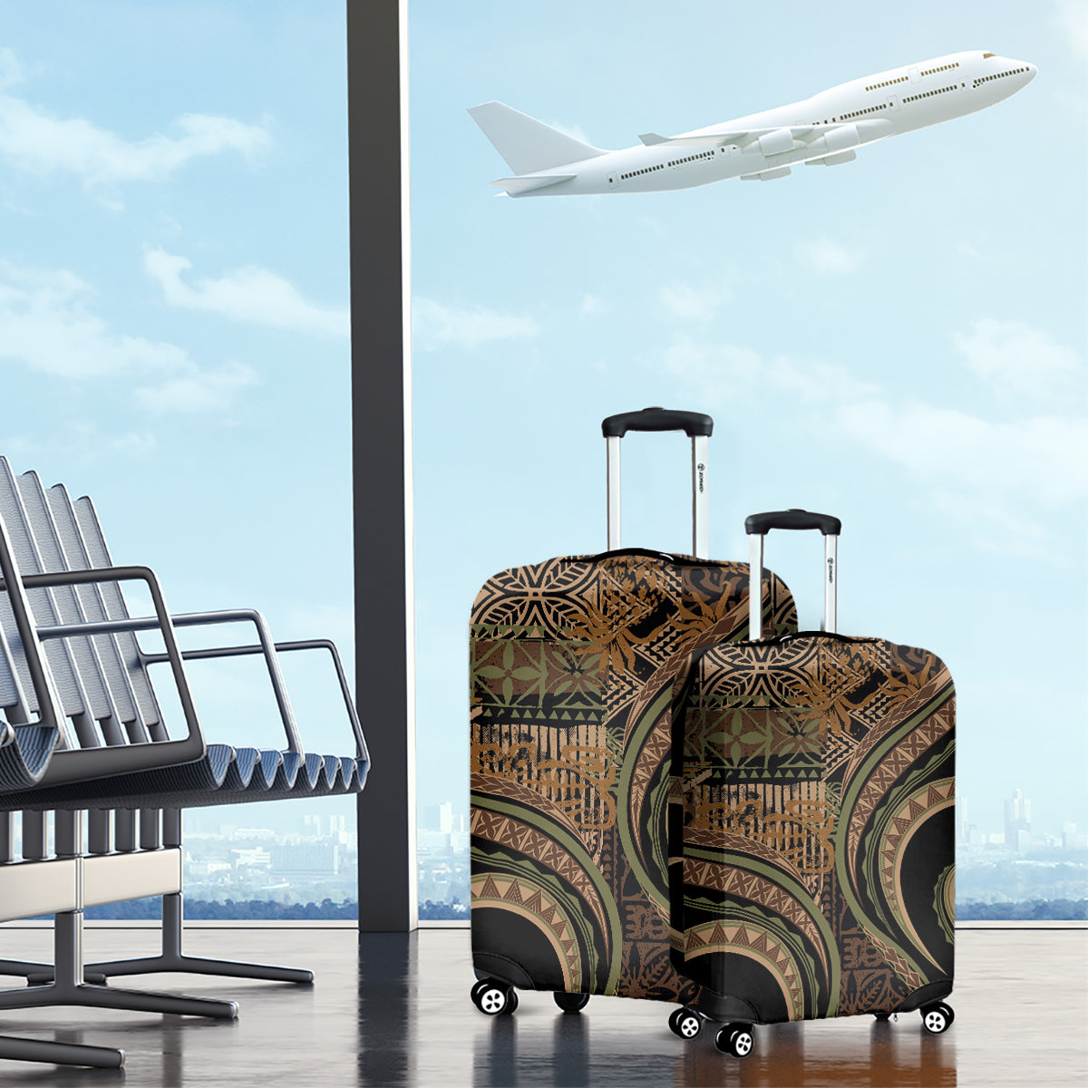 Hawaiian Hibiscus Tribal Vintage Motif Luggage Cover Ver 8