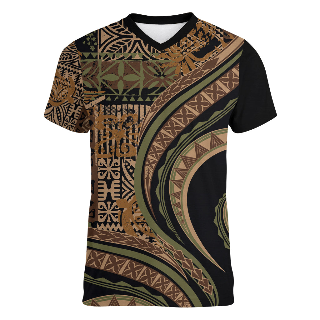 Hawaiian Hibiscus Tribal Vintage Motif Women V-Neck T-Shirt Ver 8