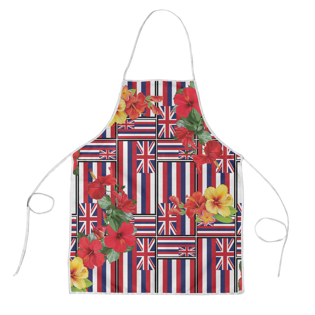 Hawaii Hibiscus Lei Apron Hawaiian Flag Motif