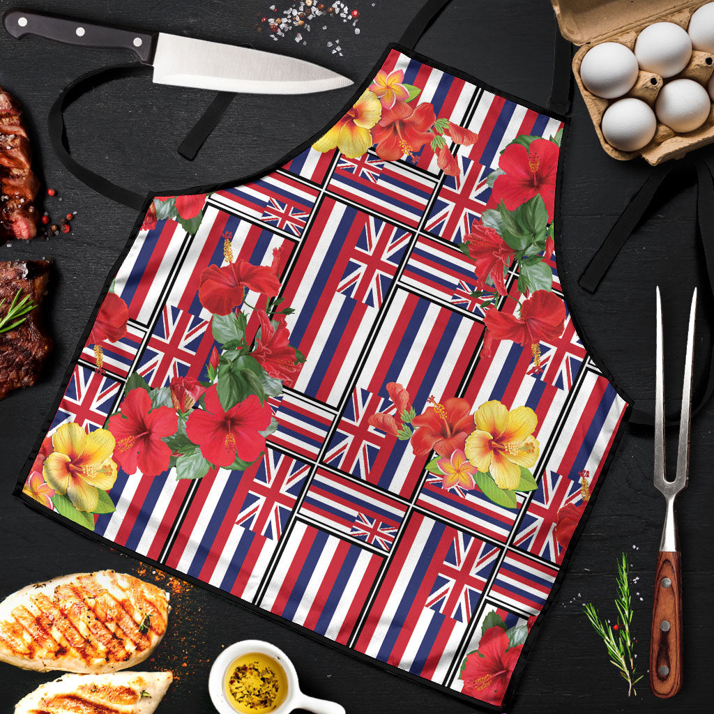 Hawaii Hibiscus Lei Apron Hawaiian Flag Motif