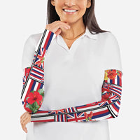Hawaii Hibiscus Lei Arm Sleeves Hawaiian Flag Motif