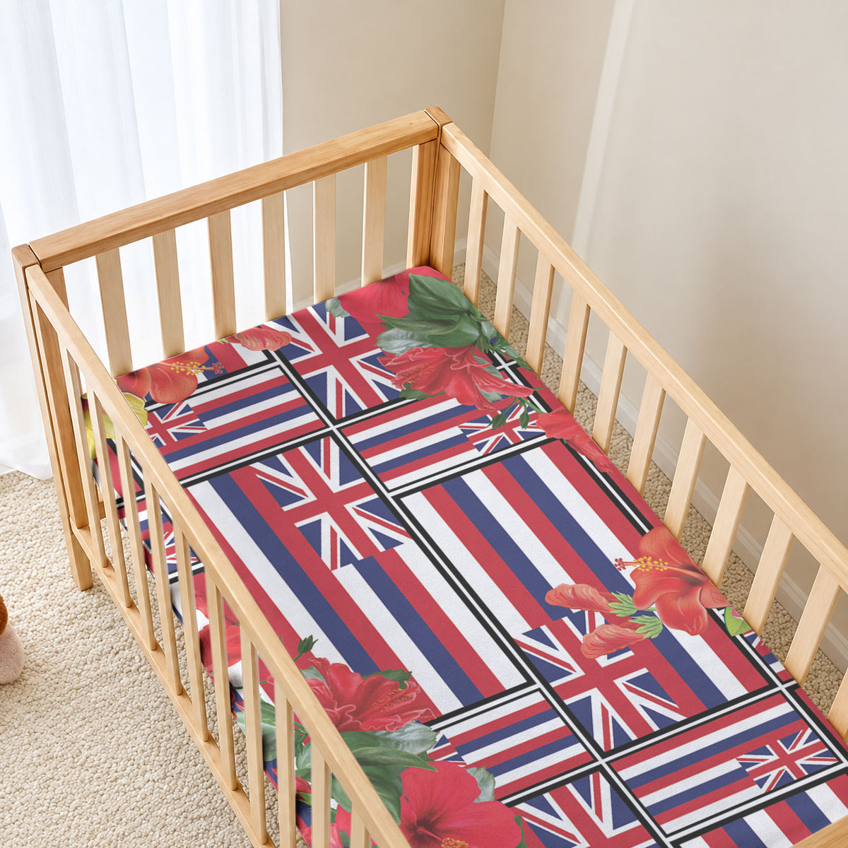 Hawaii Hibiscus Lei Baby Bed Cover Hawaiian Flag Motif LT9 - Polynesian Pride