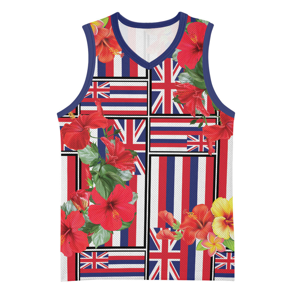 Hawaii Hibiscus Lei Basketball Jersey Hawaiian Flag Motif