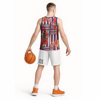 Hawaii Hibiscus Lei Basketball Jersey Hawaiian Flag Motif