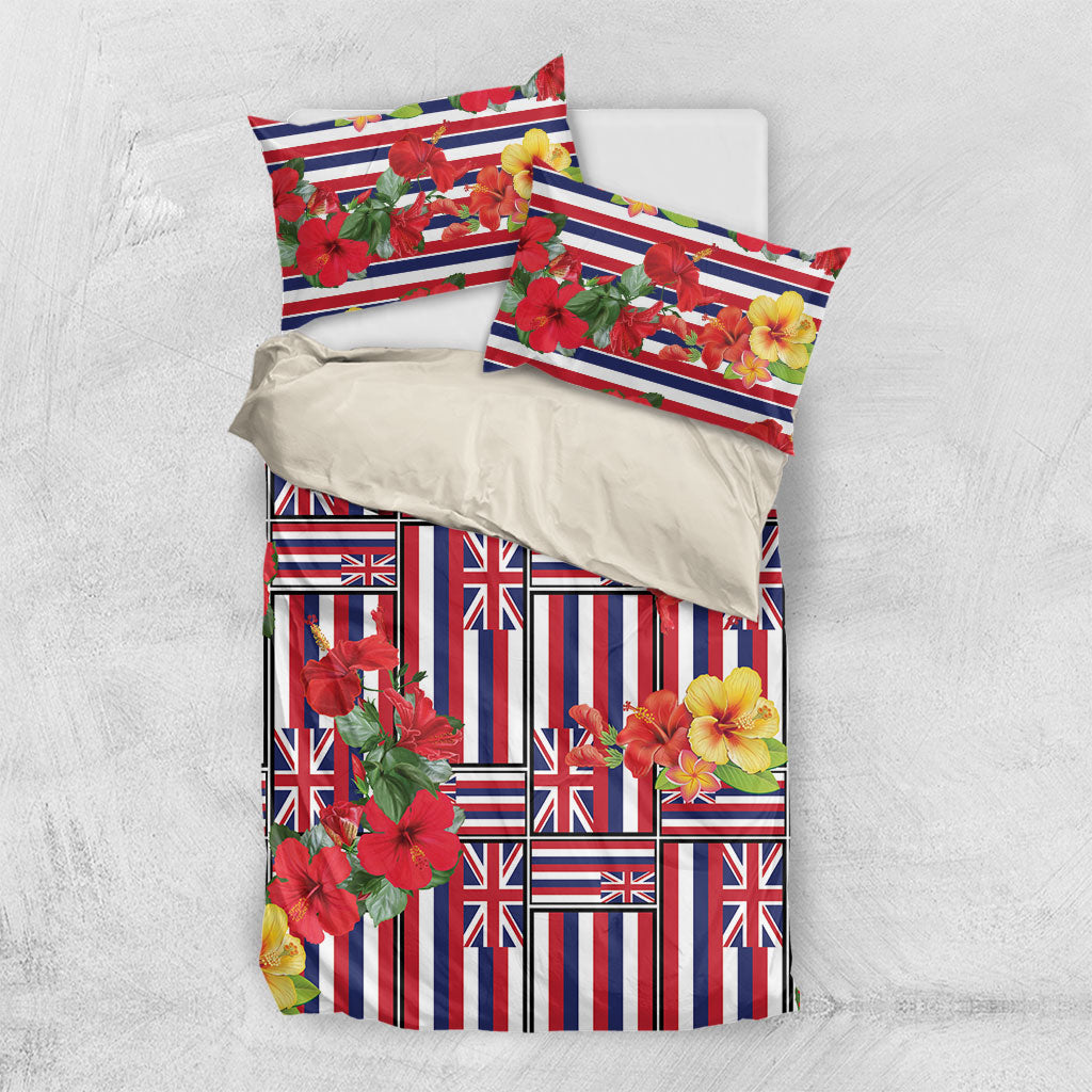 Hawaii Hibiscus Lei Bedding Set Hawaiian Flag Motif