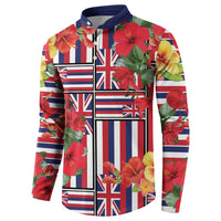 Hawaii Hibiscus Lei Button Sweatshirt Hawaiian Flag Motif