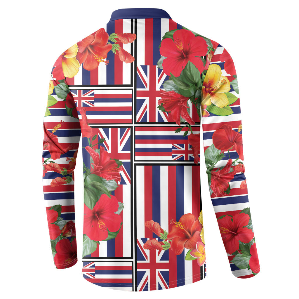 Hawaii Hibiscus Lei Button Sweatshirt Hawaiian Flag Motif