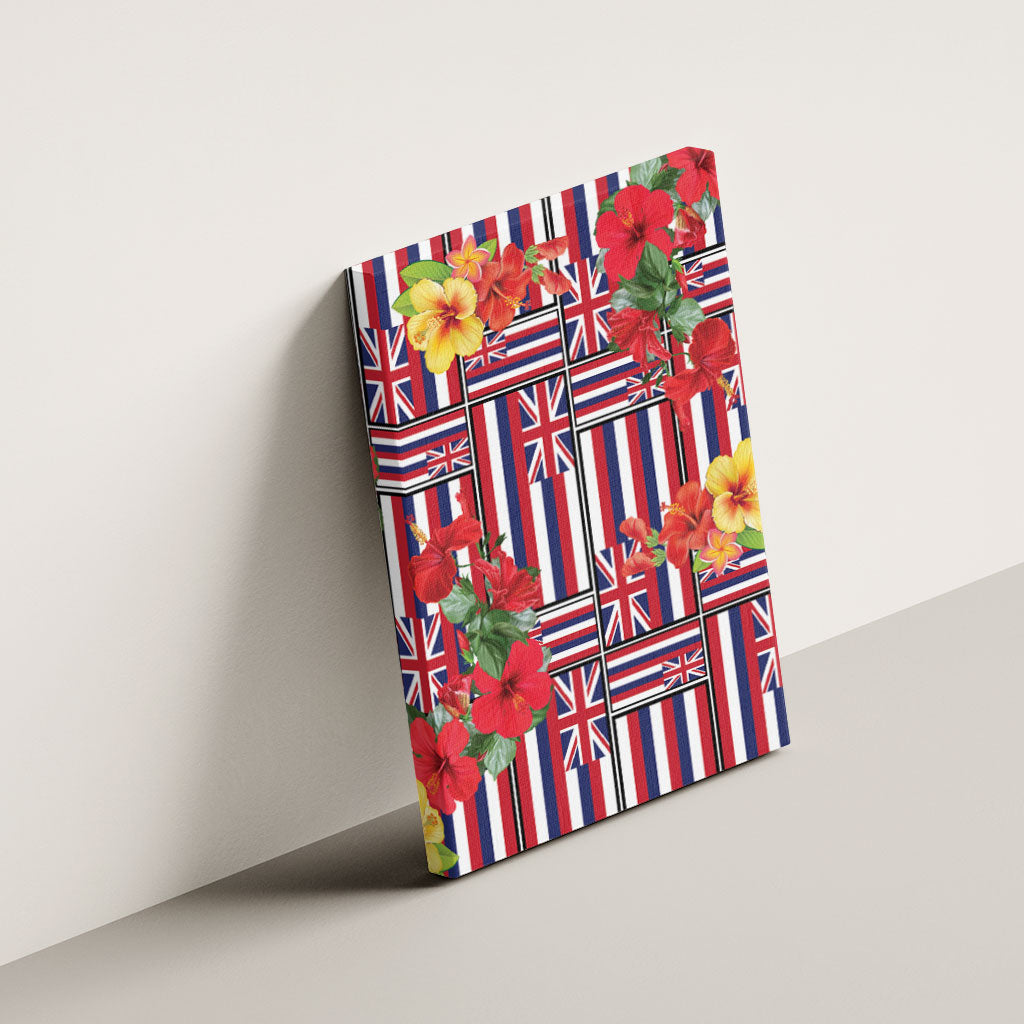 Hawaii Hibiscus Lei Canvas Wall Art Hawaiian Flag Motif