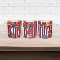 Hawaii Hibiscus Lei Ceramic Mug Hawaiian Flag Motif LT9 - Polynesian Pride