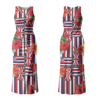 Hawaii Hibiscus Lei Couples Matching Tank Maxi Dress and Hawaiian Shirt Hawaiian Flag Motif LT9 - Polynesian Pride