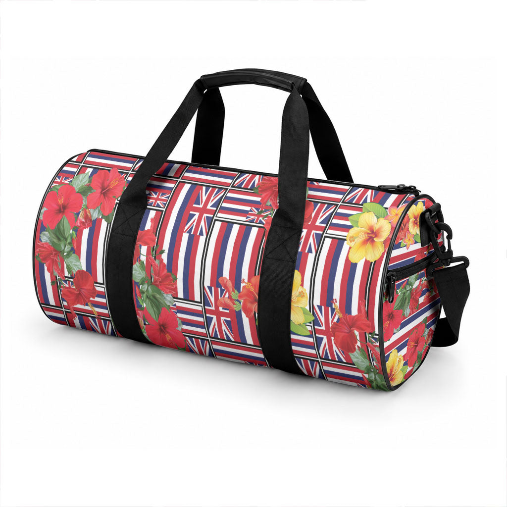 Hawaii Hibiscus Lei Duffle Bag Hawaiian Flag Motif LT9 - Polynesian Pride
