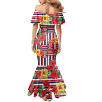 Hawaii Hibiscus Lei Family Matching Mermaid Dress and Hawaiian Shirt Hawaiian Flag Motif LT9 - Polynesian Pride