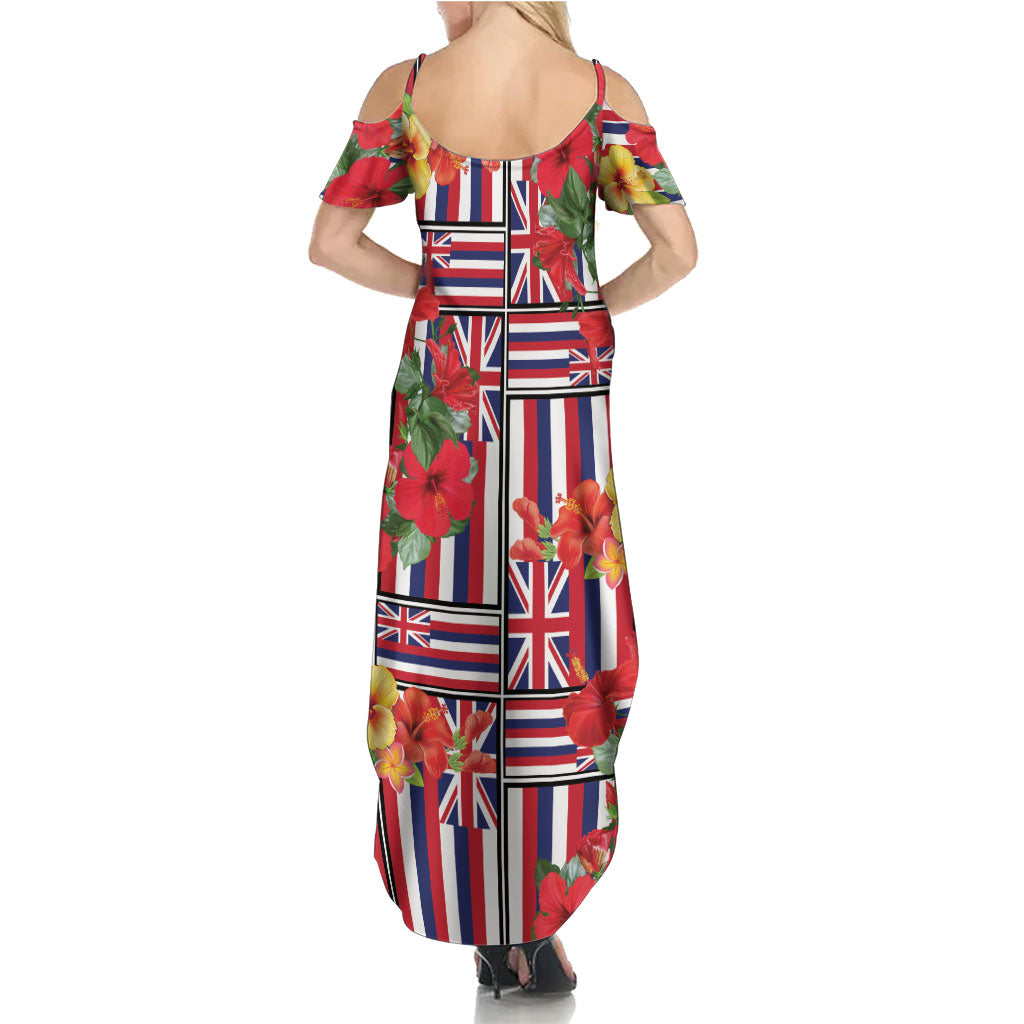 Hawaii Hibiscus Lei Family Matching Summer Maxi Dress and Hawaiian Shirt Hawaiian Flag Motif LT9 - Polynesian Pride