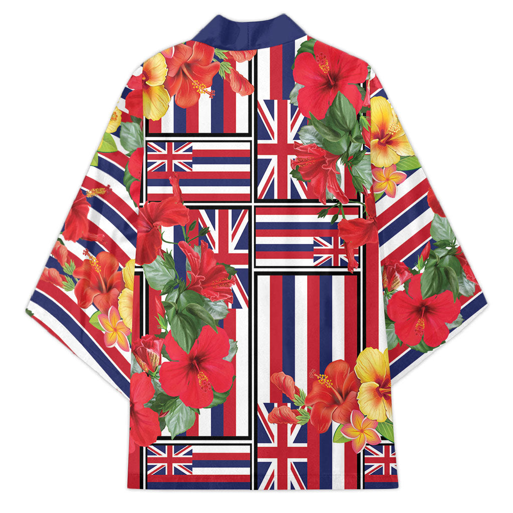 Hawaii Hibiscus Lei Kimono Hawaiian Flag Motif