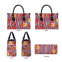 Hawaii Hibiscus Lei Leather Bag Hawaiian Flag Motif