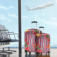 Hawaii Hibiscus Lei Luggage Cover Hawaiian Flag Motif