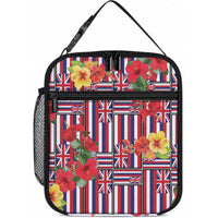 Hawaii Hibiscus Lei Lunch Bag Hawaiian Flag Motif LT9 10.2 × 8.3 × 4.3 inch Red - Polynesian Pride