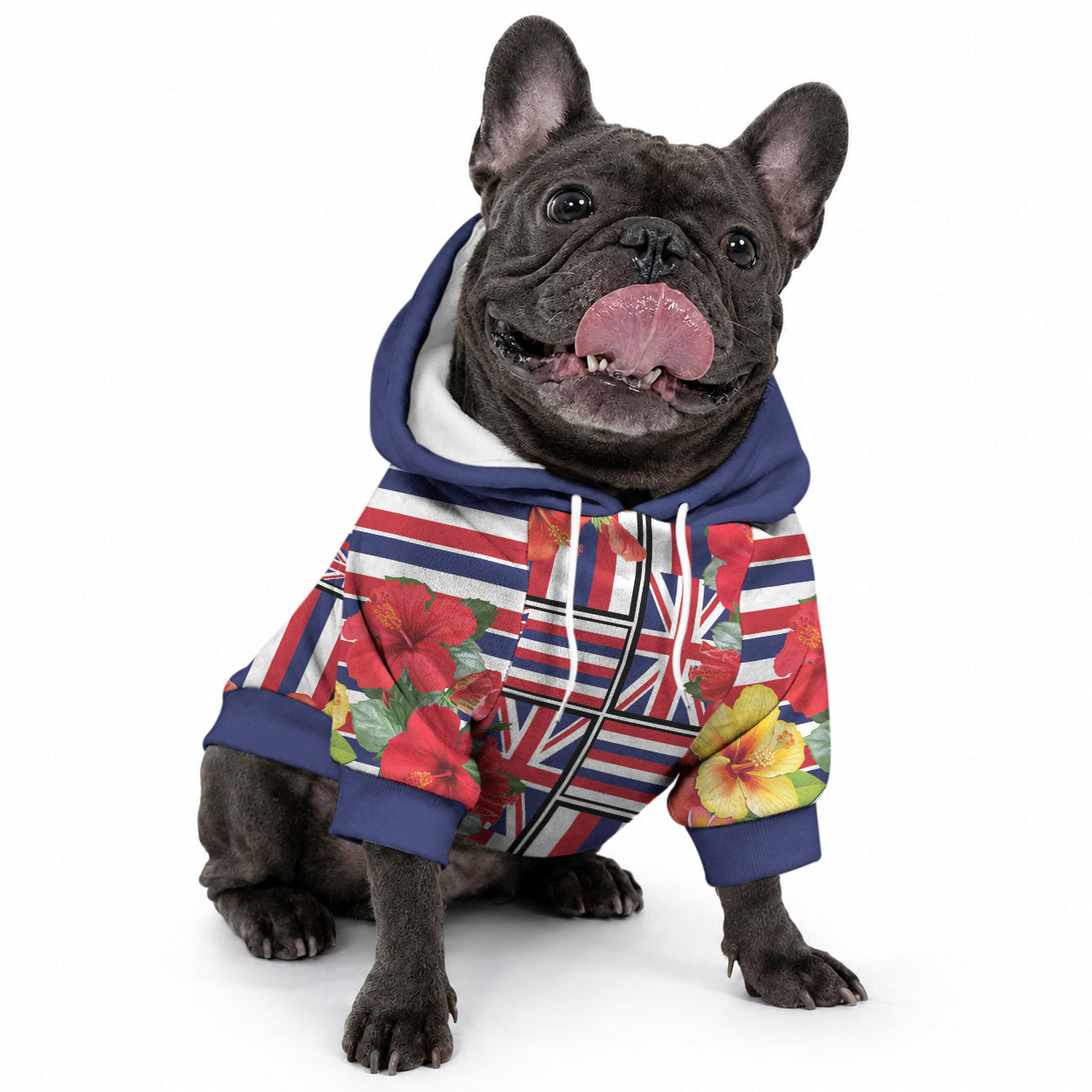 Hawaii Hibiscus Lei Pet Hoodie Hawaiian Flag Motif LT9 - Polynesian Pride