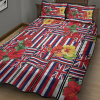 Hawaii Hibiscus Lei Quilt Bed Set Hawaiian Flag Motif